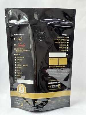 Bolsas de café ecológicas ISO pretas que podem ser fechadas com válvula