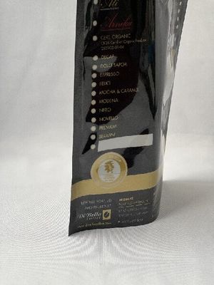 Bolsas de café ecológicas ISO pretas que podem ser fechadas com válvula