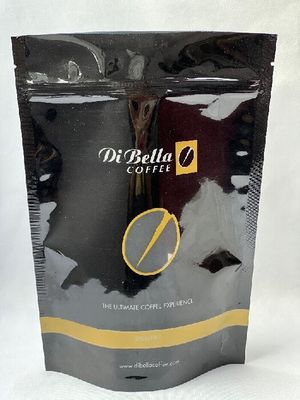 Bolsas de café ecológicas ISO pretas que podem ser fechadas com válvula