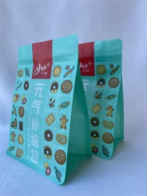 Sacos plásticos de fundo plano Mylar impressos com logotipo personalizado para lanches