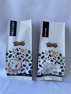 Bolsas de papel kraft branco com reforço lateral ISO plástico laminado ecológico