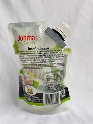 Bolsa de embalagem de bico de plástico transparente com impressão personalizada com tampa de reforço lateral