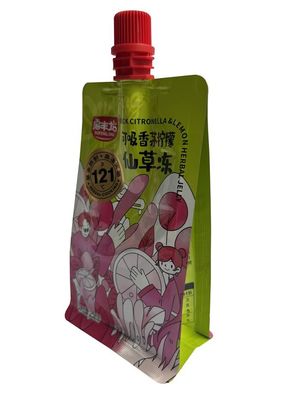 258g imprimiu a esterilização inferior lisa Juice Packaging Pouch do malote do bico da retorta