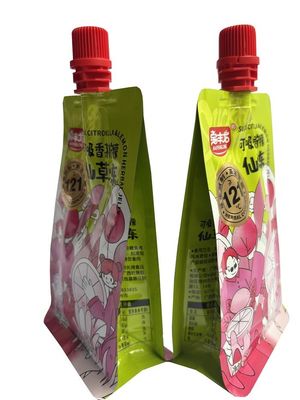 258g imprimiu a esterilização inferior lisa Juice Packaging Pouch do malote do bico da retorta