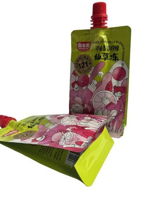 258g imprimiu a esterilização inferior lisa Juice Packaging Pouch do malote do bico da retorta