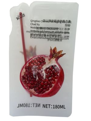 180 ml Saco impresso em forma livre de três lados para alimentos líquidos com palha