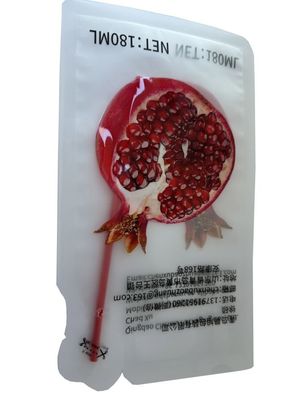180 ml Saco impresso em forma livre de três lados para alimentos líquidos com palha