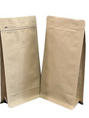 Saco de embalagem de café de 500 g de capacidade com papel Kraft castanho para café