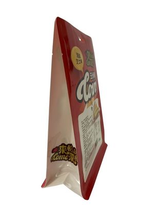 Uma superfície lustrosa inferior plana dos malotes da soldadura térmica feita sob encomenda para o alimento de petisco do milho