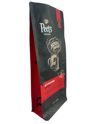 Sacos de café de fundo plano personalizáveis com fecho de uma só vez