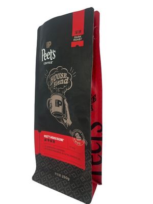 Sacos de café de fundo plano personalizáveis com fecho de uma só vez