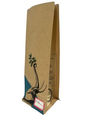 Saco de embalagem de café de papel impresso industrial com fundo plano