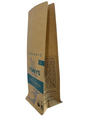 Saco de embalagem de café de papel impresso industrial com fundo plano