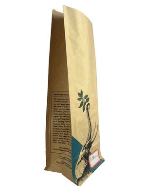 Saco de embalagem de café de papel impresso industrial com fundo plano