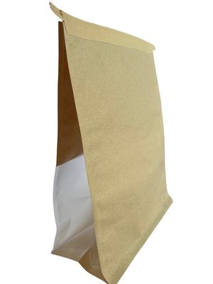 Papel castanho de baixo odor Saco de fundo plano com janela personalizada e gravata de lata