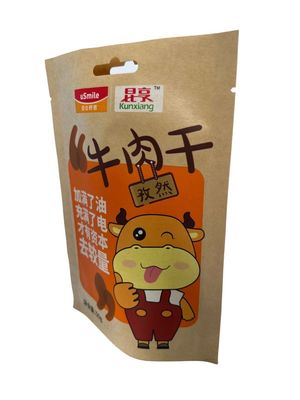 OEM Aceito papel Kraft Stand Up Bolsas para lanche com impressão CMYK